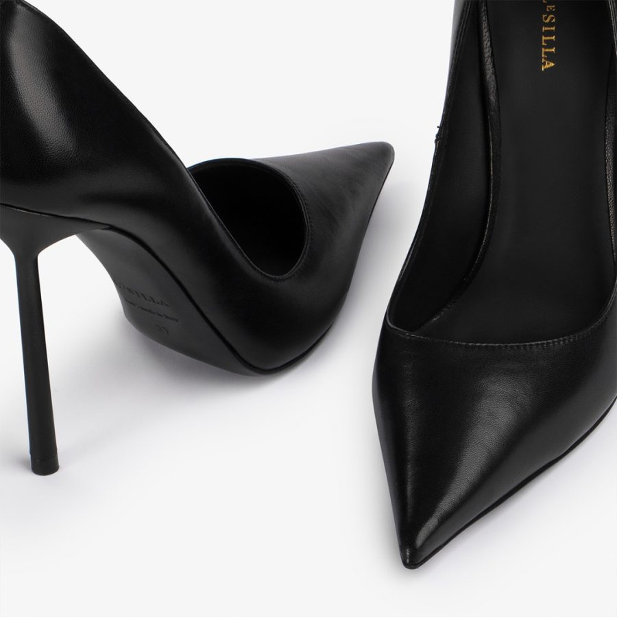 BELLA PUMP 120 mm-Black leather pump - Image 4