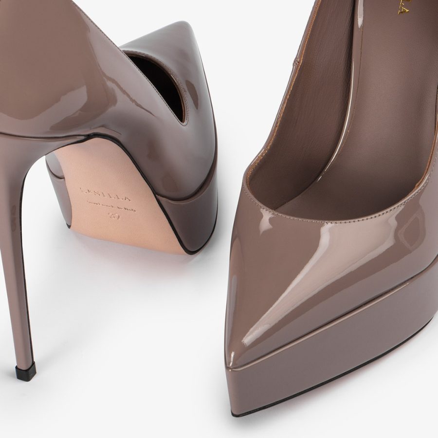 UMA PUMP 140 mm-Petra nude patent leather platform pump - Image 4