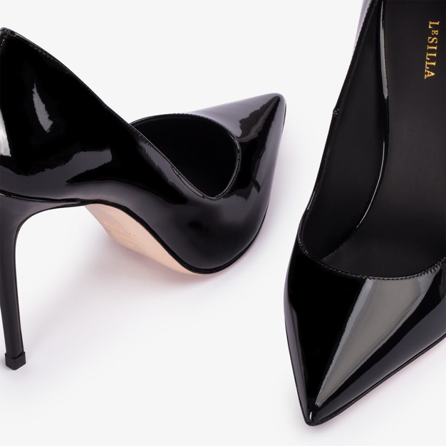 EVA PUMP 100 mm-Black patent leather pump - Image 4