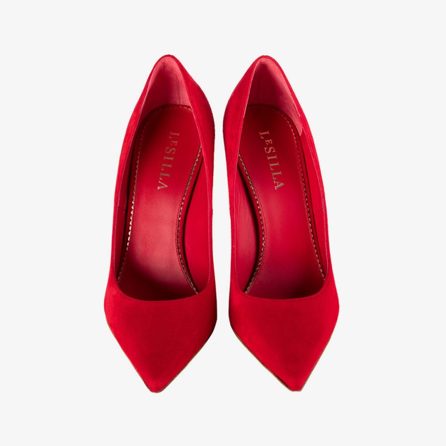 EVA PUMP 100 mm-Red suede pump - Image 4