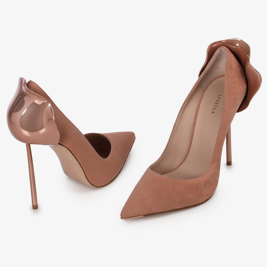 PETALO PUMP 120 mm-Phard nude suede pump - Image 4