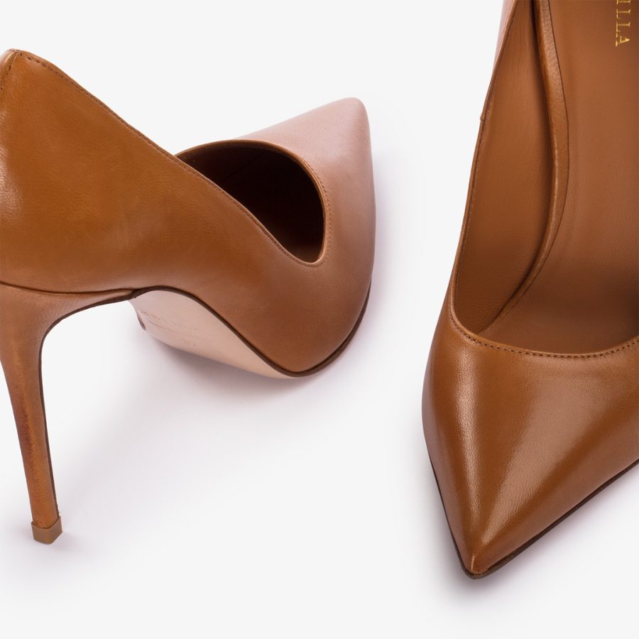 EVA PUMP 100 mm-Cuba brown leather pump - Image 4