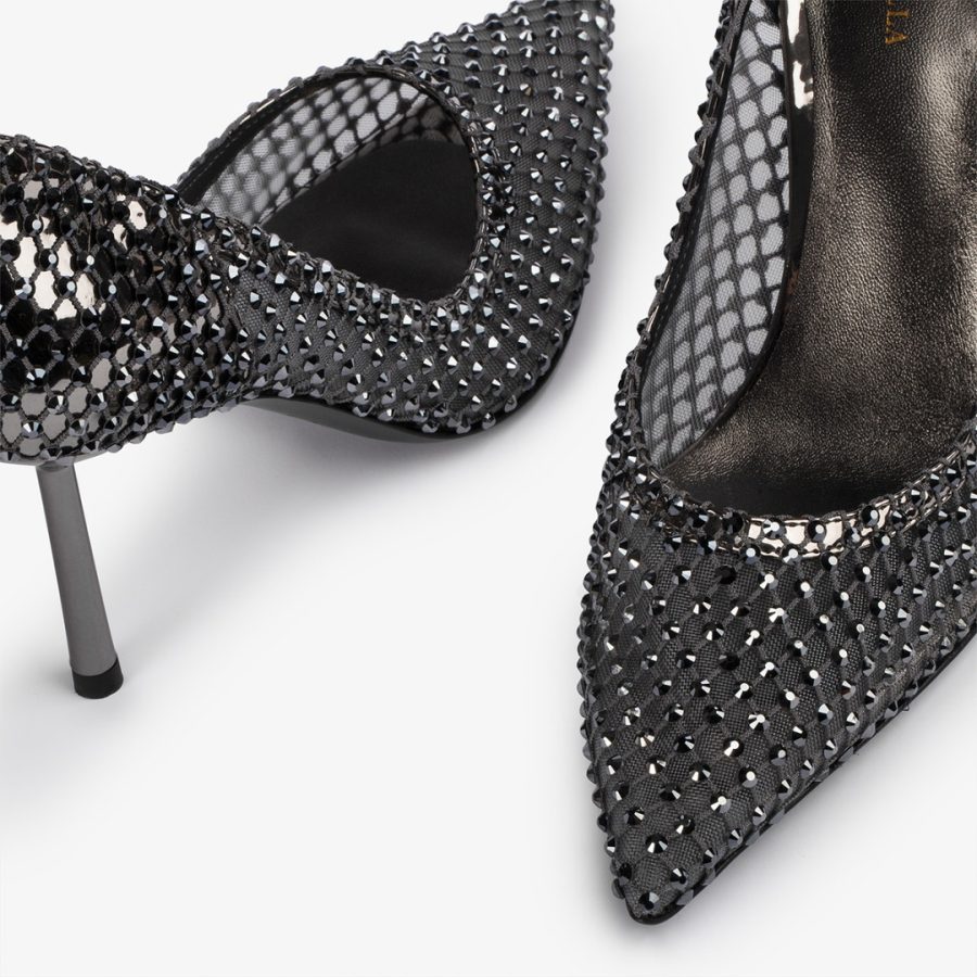 GILDA PUMP 80 mm-Pewter fishnet pump with Crystals - Image 4