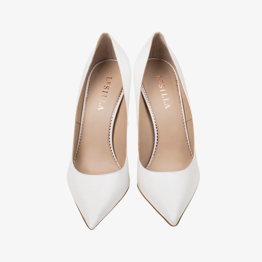 EVA PUMP 100 mm-White leather pump - Image 4