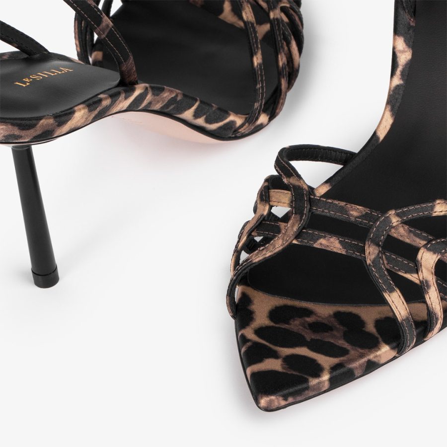 BELLA SANDAL 80 mm-Leopard print satin sandal - Image 4