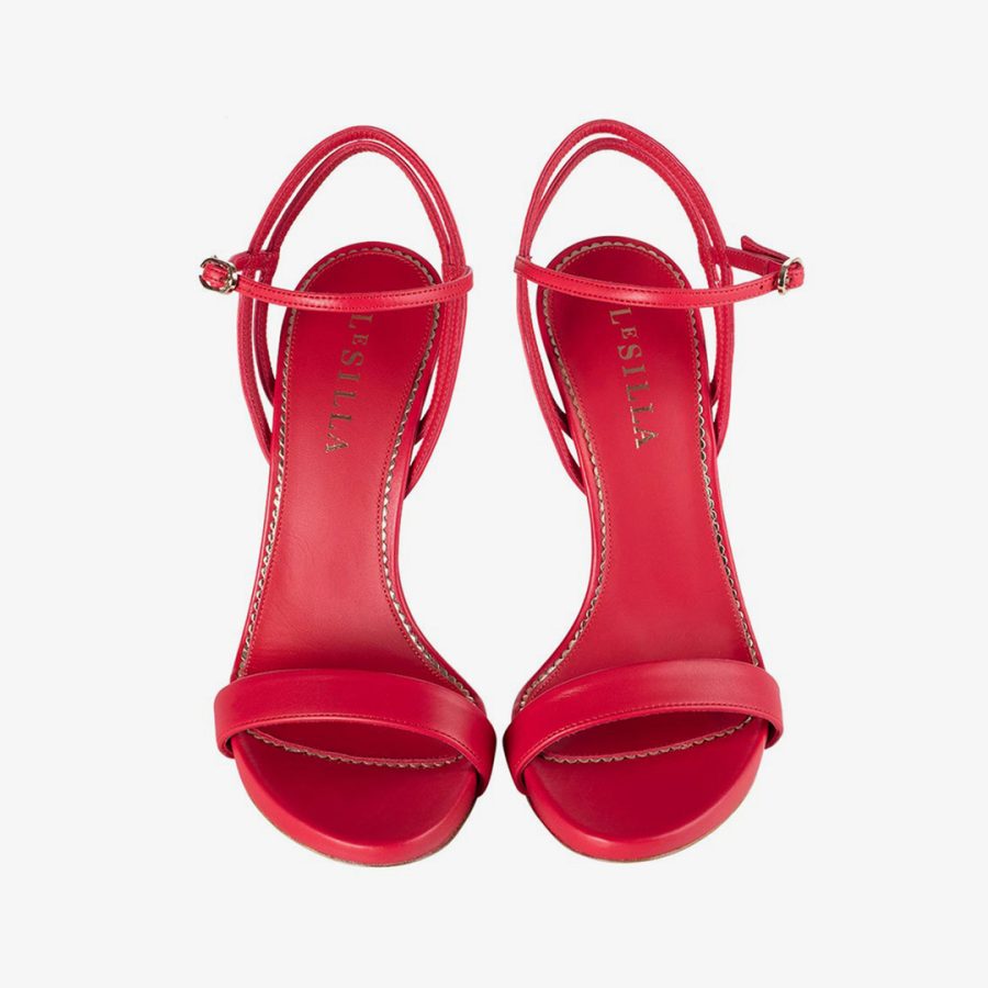 GWEN SANDAL 120 mm-Red leather sandal - Image 4