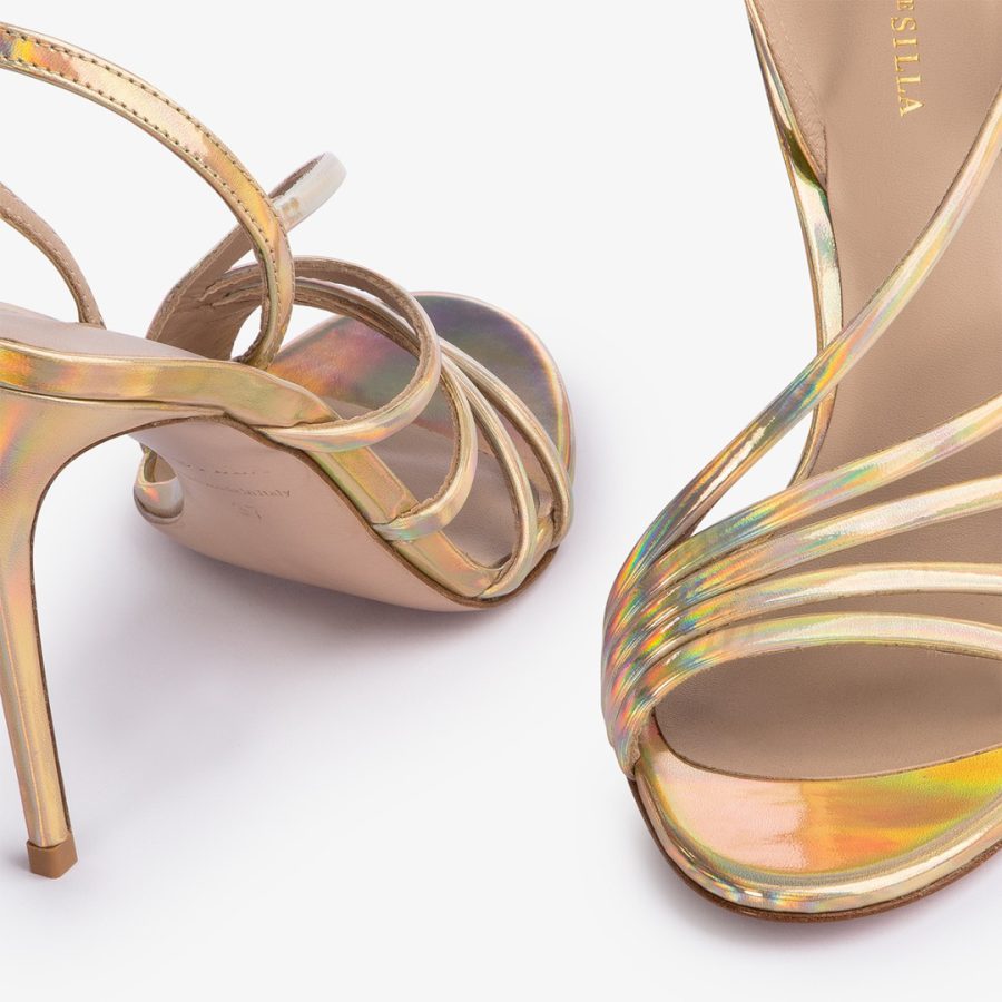 SCARLET SANDAL 105 mm-Nude iridescent sandal - Image 4