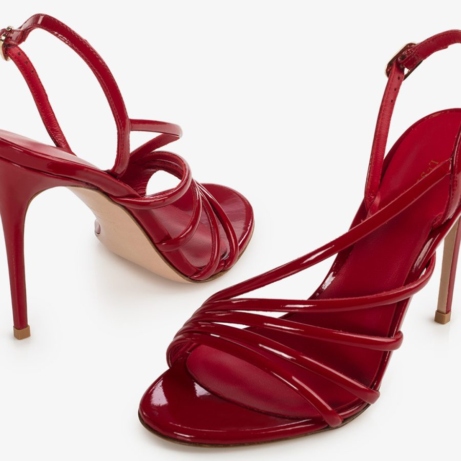 SCARLET SANDAL 105 mm-Red patent leather sandal - Image 4