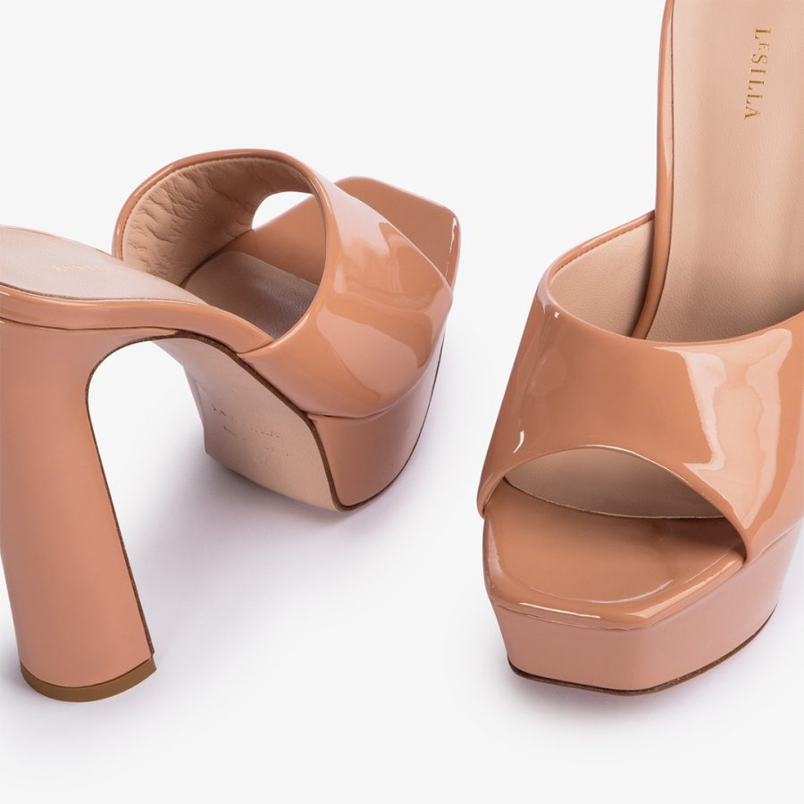 RESORT SANDAL 140 mm-Phard nude patent leather platform sandal - Image 4