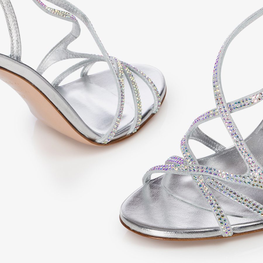 BELEN SANDAL 105 mm-Silver crystal sandal - Image 4