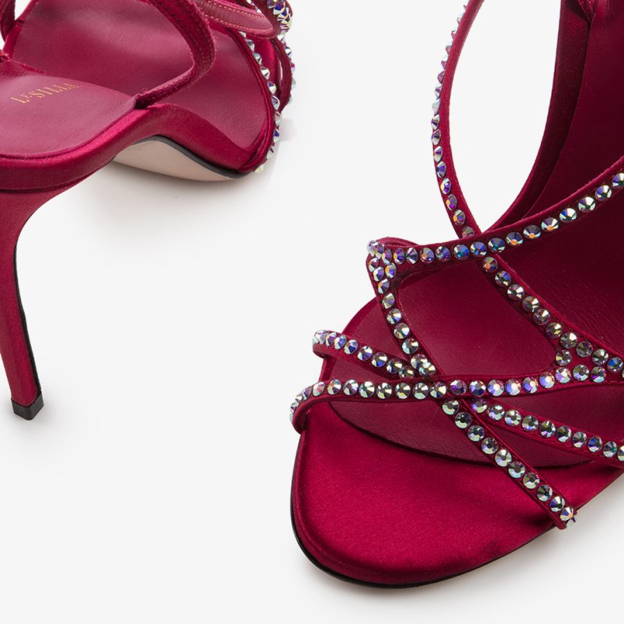 BELEN SANDAL 105 mm-Magnificent red satin sandal - Image 4