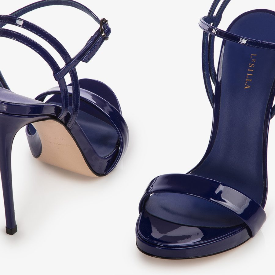 GWEN SANDAL 120 mm-Lazuli blue patent leather sandal - Image 4