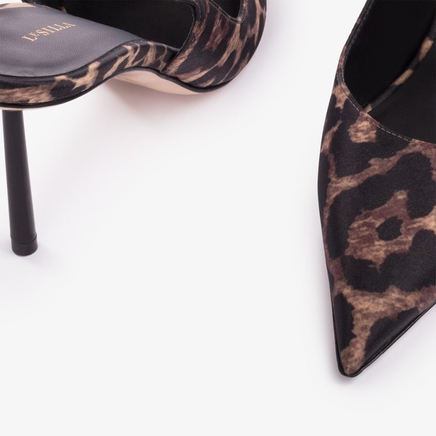 BELLA SLINGBACK 80 mm-Leopard print satin slingback - Image 4