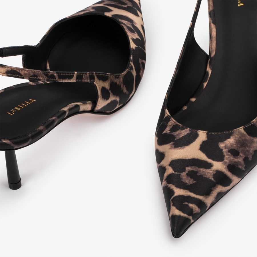 BELLA SLINGBACK 60 mm-Leopard print satin slingback - Image 4