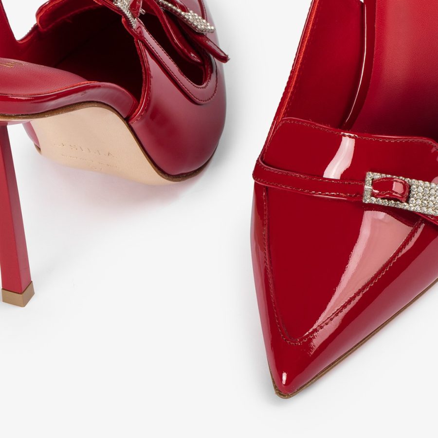 MORGANA SLINGBACK 100 mm-Red patent leather loafer slingback - Image 4