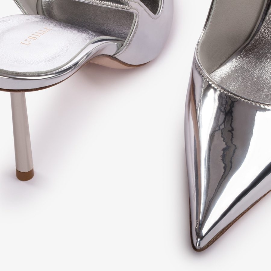 BELLA SLINGBACK 80 mm-Silver metallic slingback - Image 4