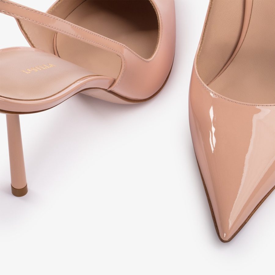 BELLA SLINGBACK 80 mm-Skin nude patent leather slingback - Image 4