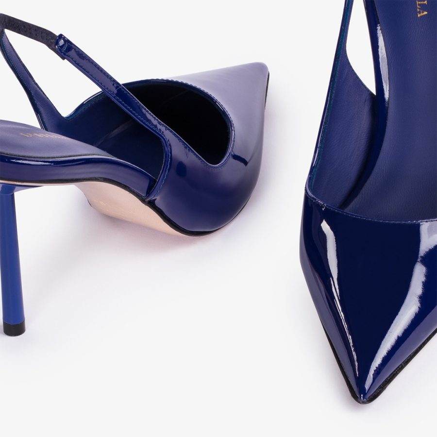 BELLA SLINGBACK 80 mm-Lazuli blue patent leather slingback - Image 4