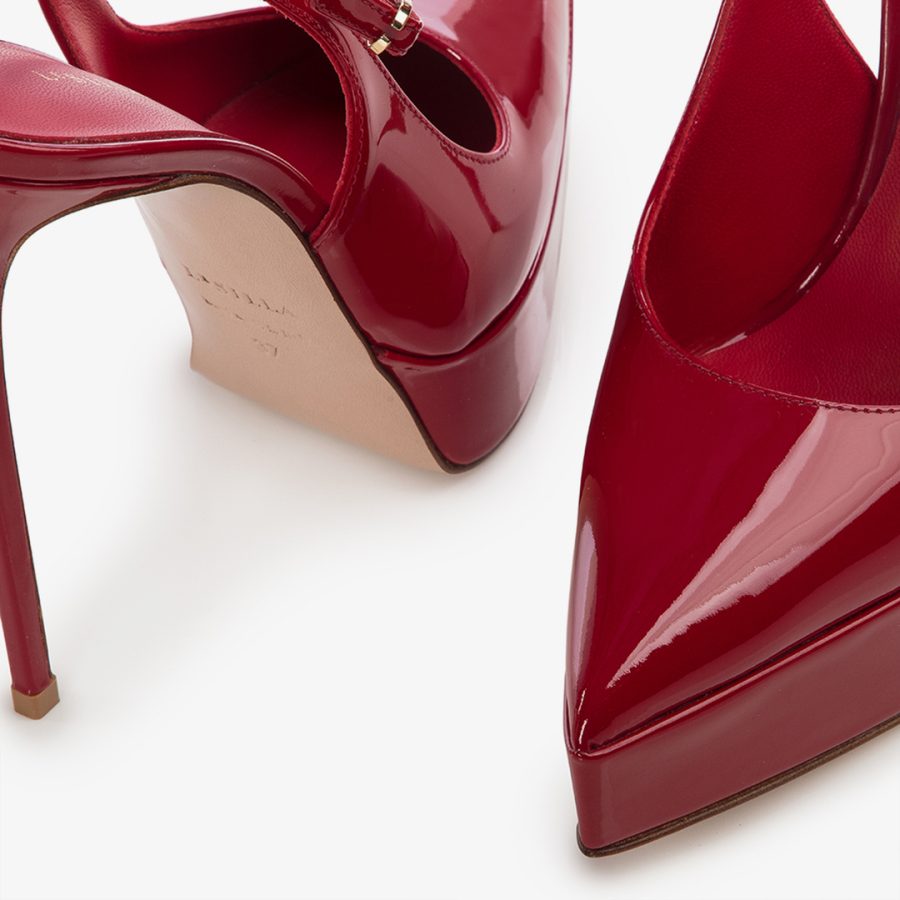 UMA SLINGBACK 140 mm-Red patent leather platform slingback - Image 4