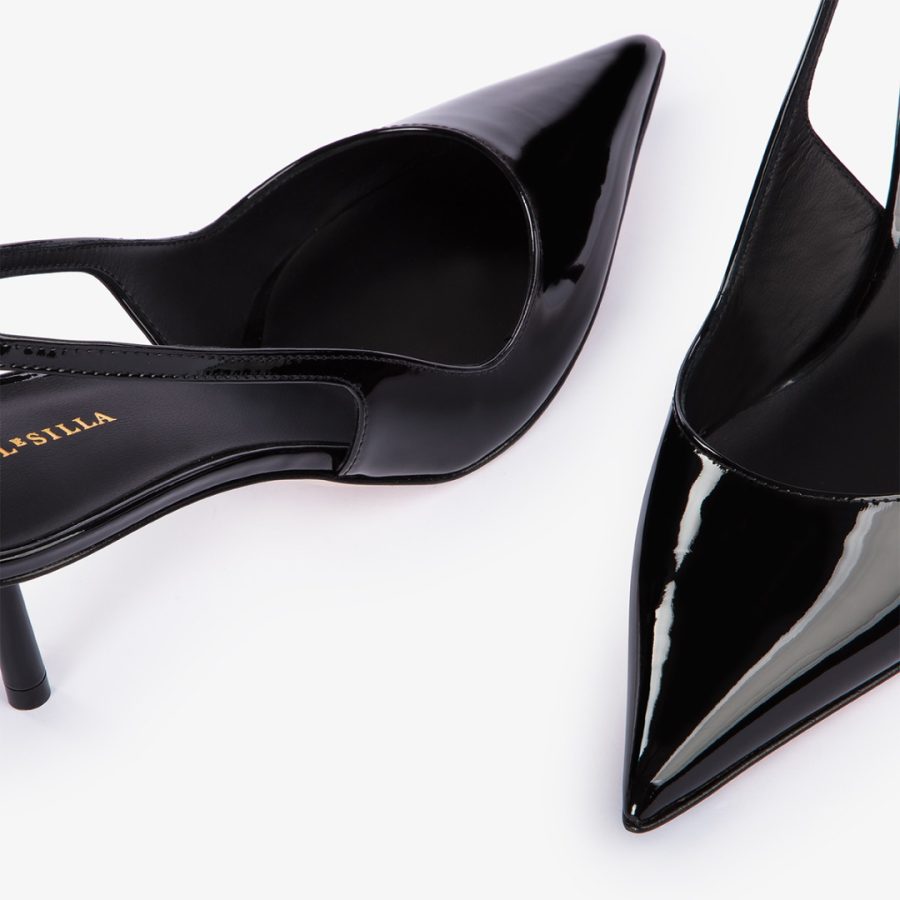 BELLA SLINGBACK 60 mm-Black patent leather slingback - Image 4