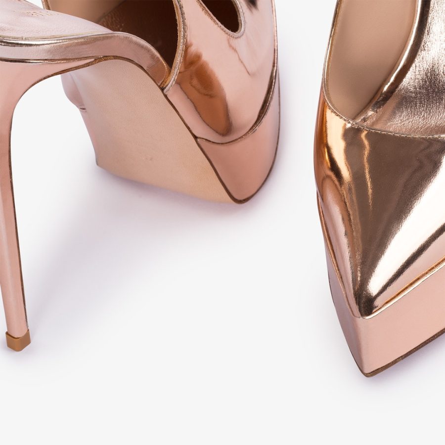 UMA SLINGBACK 140 mm-Gold pink metallic platform slingback - Image 4