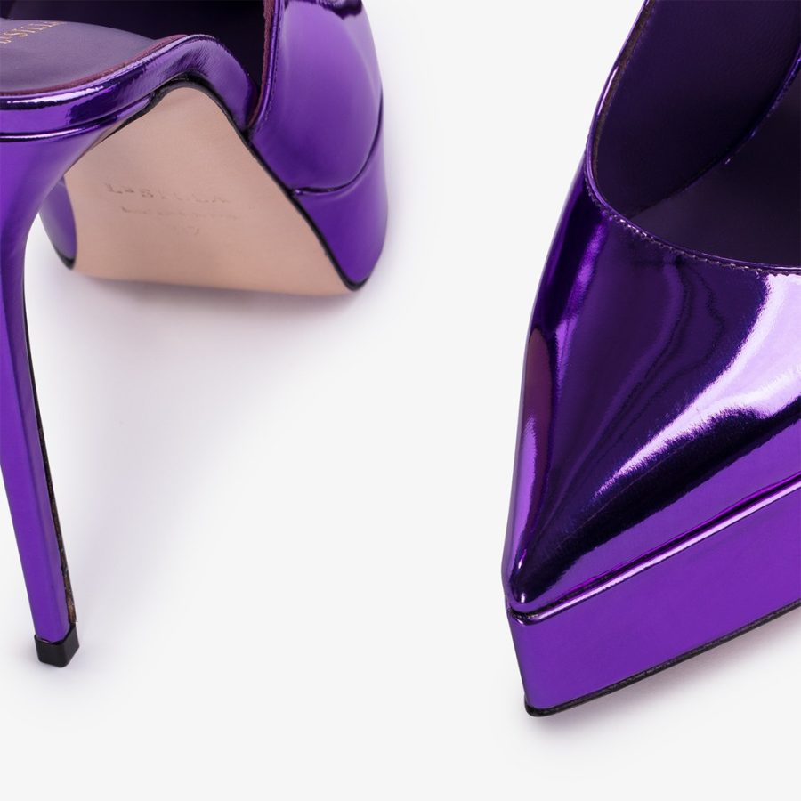 UMA SLINGBACK 140 mm-Kamala purple metallic platform slingback - Image 4