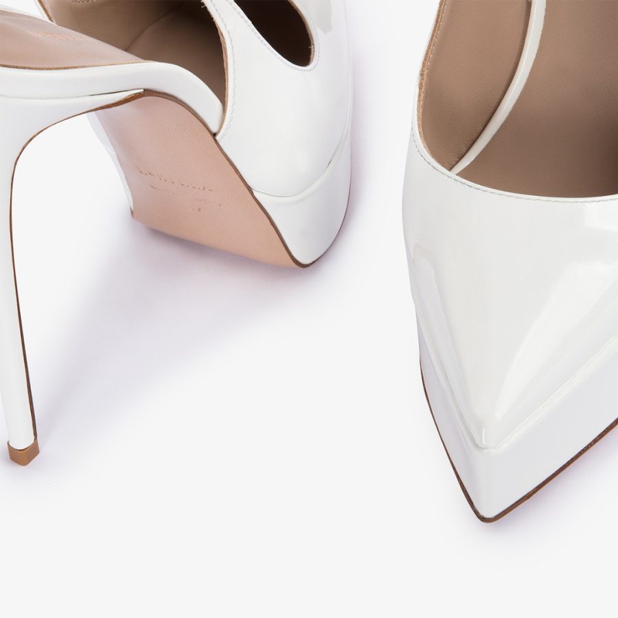 UMA SLINGBACK 140 mm-White patent leather platform slingback - Image 4