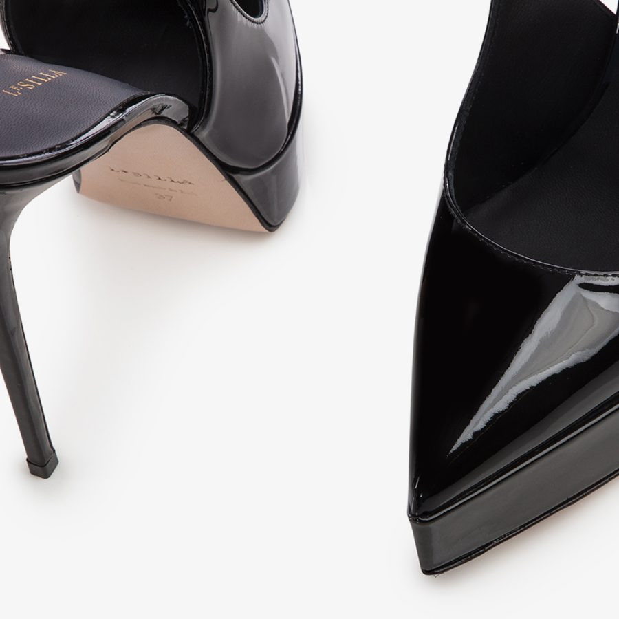 UMA SLINGBACK 140 mm-Black patent leather platform slingback - Image 4