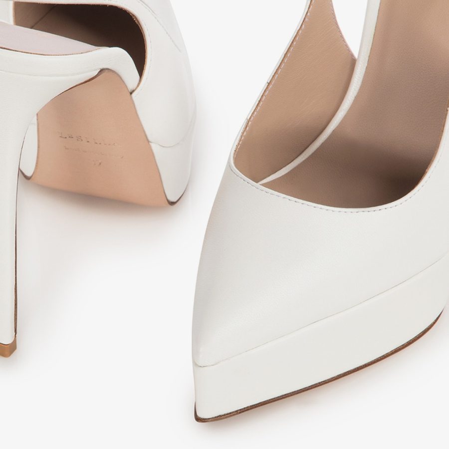 UMA SLINGBACK 140 mm-Paper white leather platform slingback - Image 4