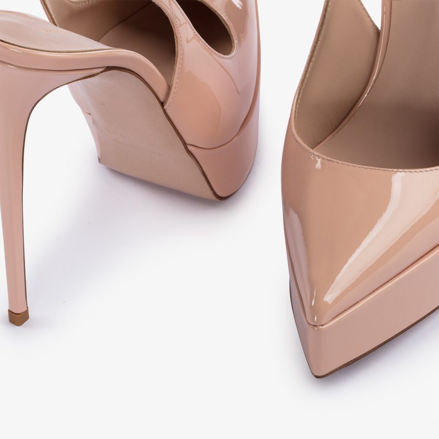 UMA SLINGBACK 140 mm-Skin nude patent leather platform slingback - Image 4