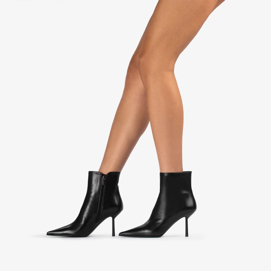 BELLA ANKLE BOOT 80 mm-Black leather ankle boot - Image 5