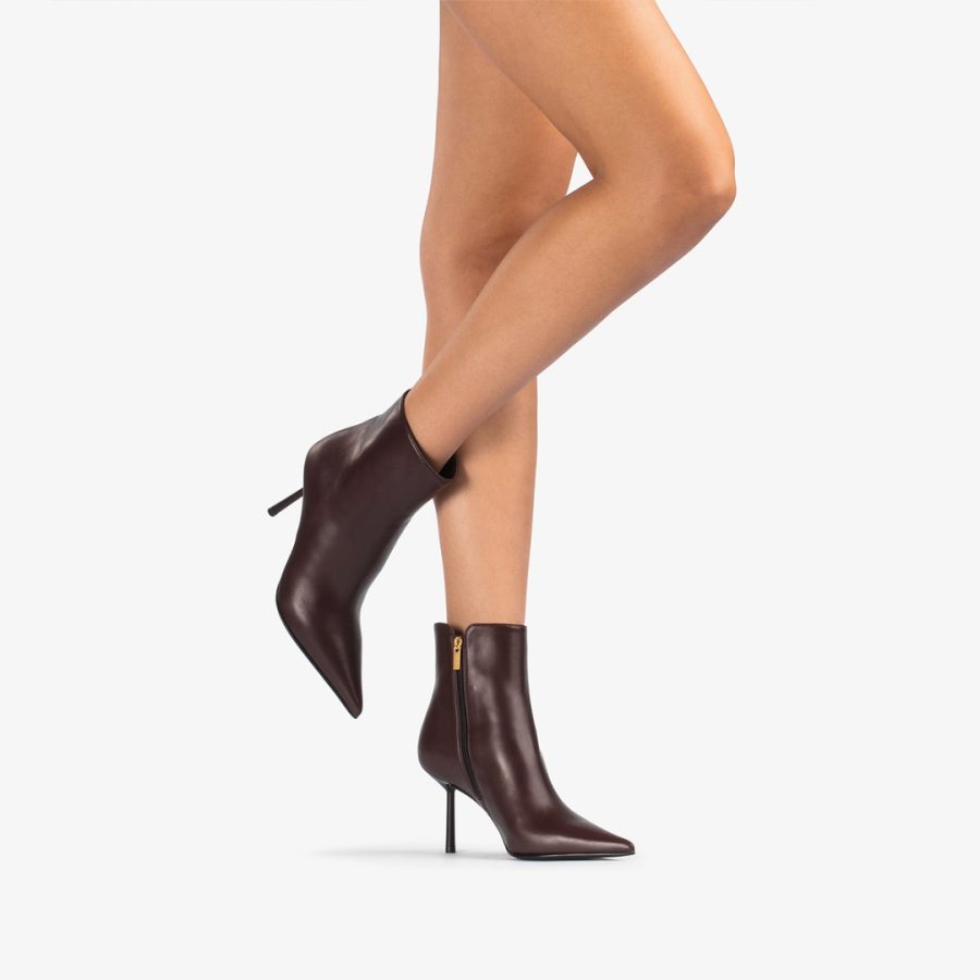 BELLA ANKLE BOOT 80 mm-Dark chocolate brown leather ankle boot - Image 5