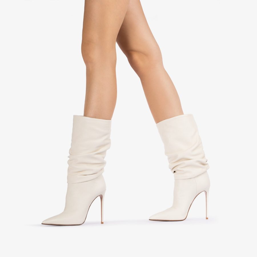 EVA ANKLE BOOT 120 mm-Milk white nappa leather ankle boot - Image 5