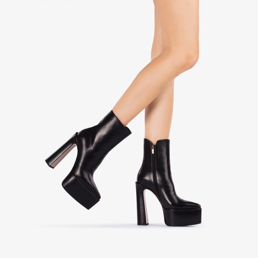 NINA ANKLE BOOT 170 mm-Black leather platform ankle boot - Image 5