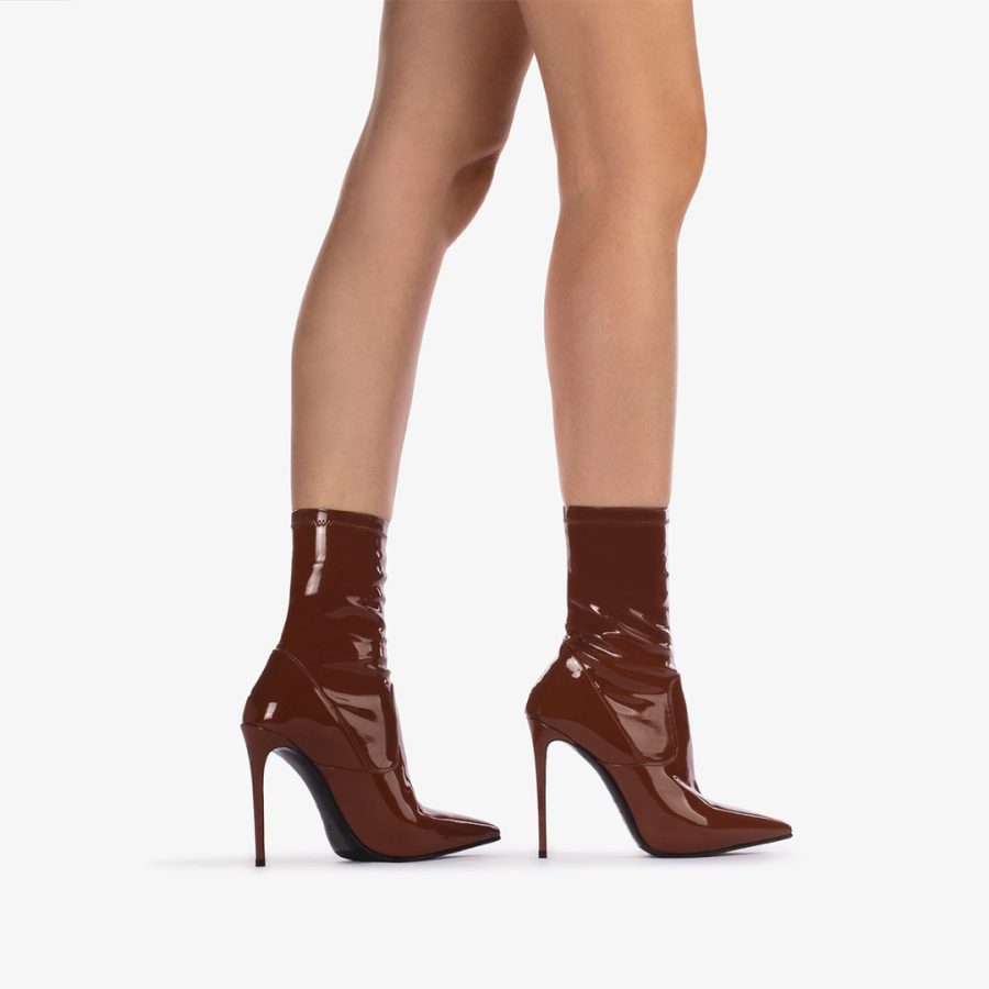 EVA ANKLE BOOT 120 mm-Brick brown vinyl ankle boot - Image 5