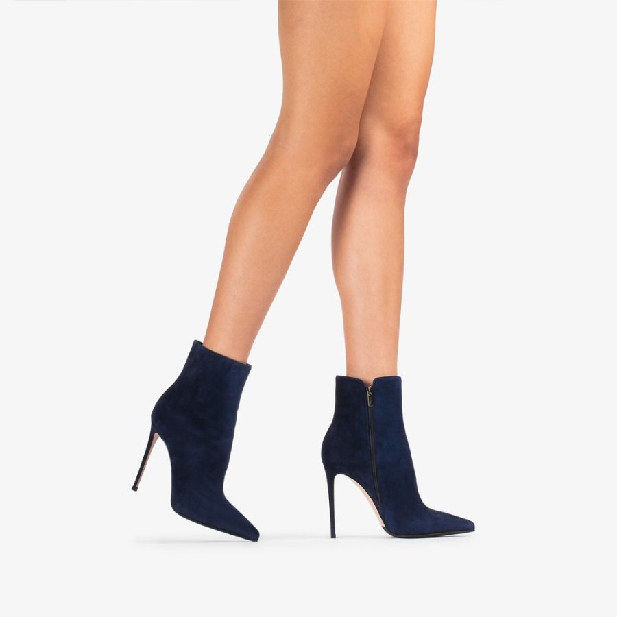 EVA ANKLE BOOT 120 mm-Navy blue suede ankle boot - Image 5