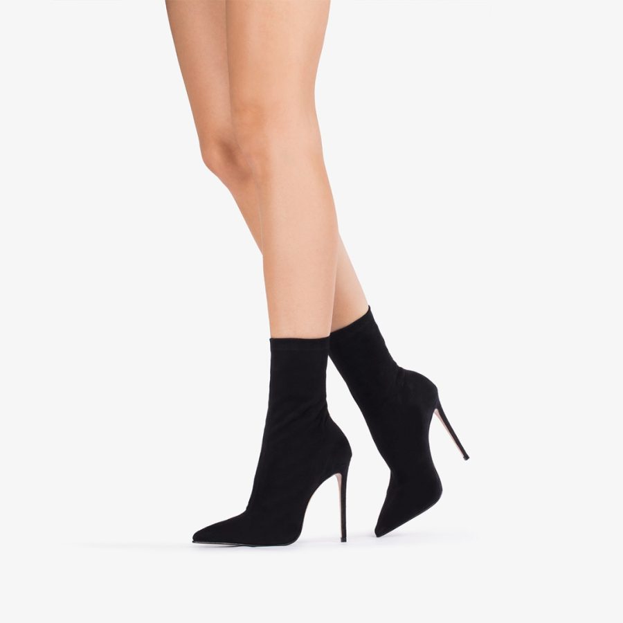 EVA ANKLE BOOT 120 mm-Black stretch suede ankle boot - Image 5