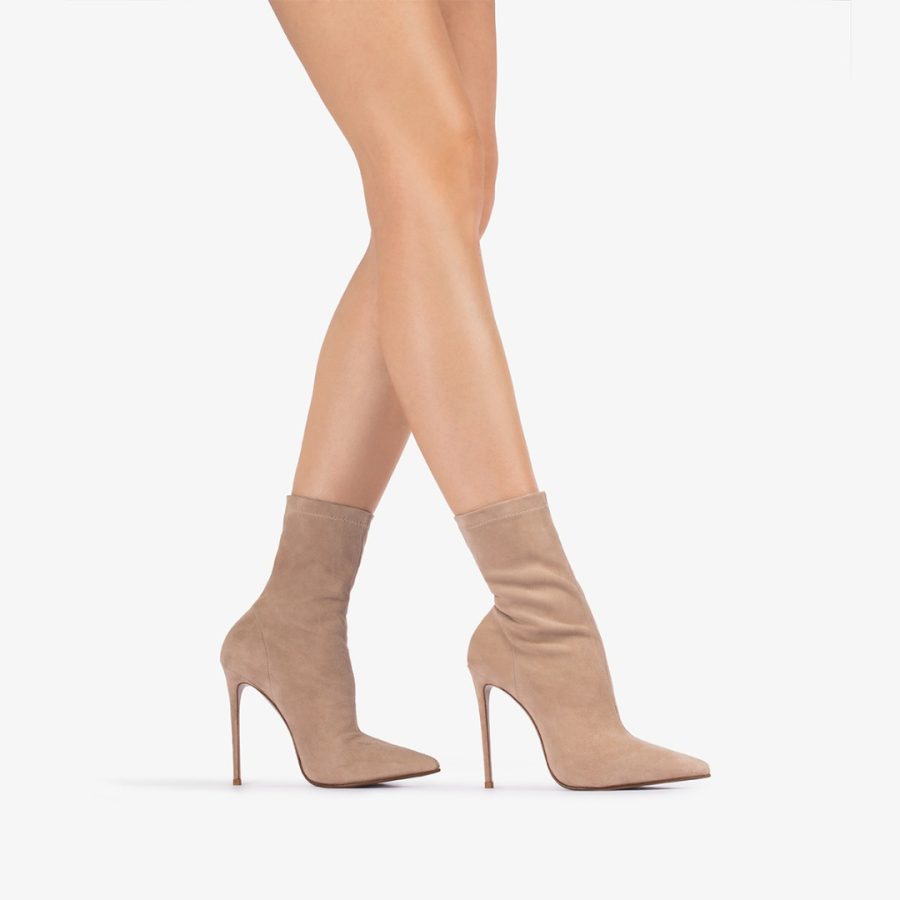 EVA ANKLE BOOT 120 mm-Tower beige stretch suede ankle boot - Image 5