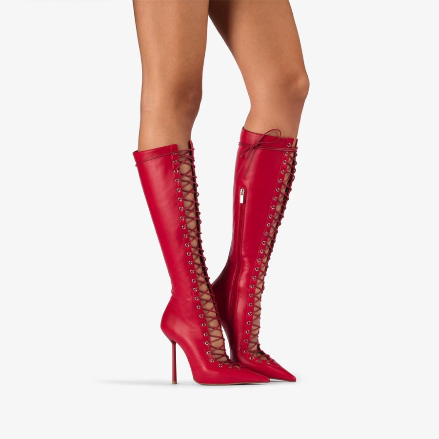 COLETTE BOOT 120 mm-Red leather lace-up boot - Image 5