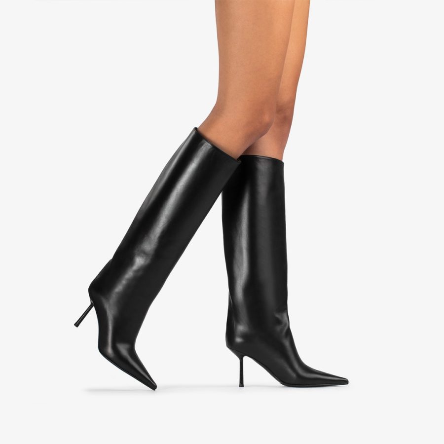 BELLA BOOT 80 mm-Black nappa knee boot - Image 5