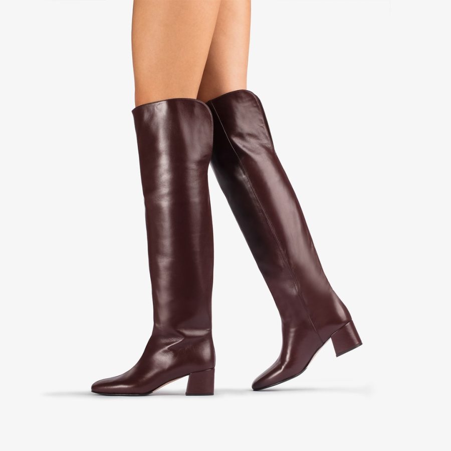 DANIELLE BOOT 50 mm-Dark chocolate brown nappa leather over-the-knee boot - Image 5