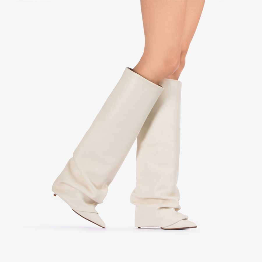 ANDY BOOT 120 mm-Milk white nappa leather cuffed boot - Image 5