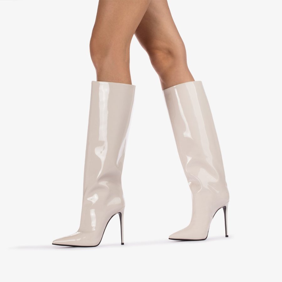 EVA BOOT 120 mm-Milk white vinyl knee boot - Image 5