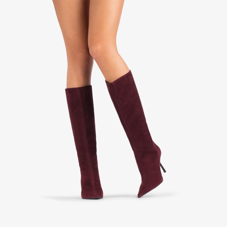 BELLA BOOT 80 mm-Cherry red suede knee boot - Image 5