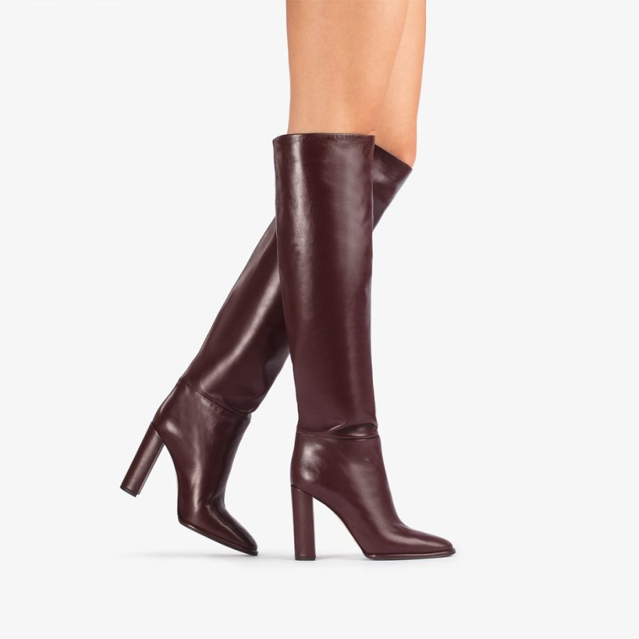 ELSA BOOT 110 mm-Dark chocolate brown nappa leather knee boot - Image 5