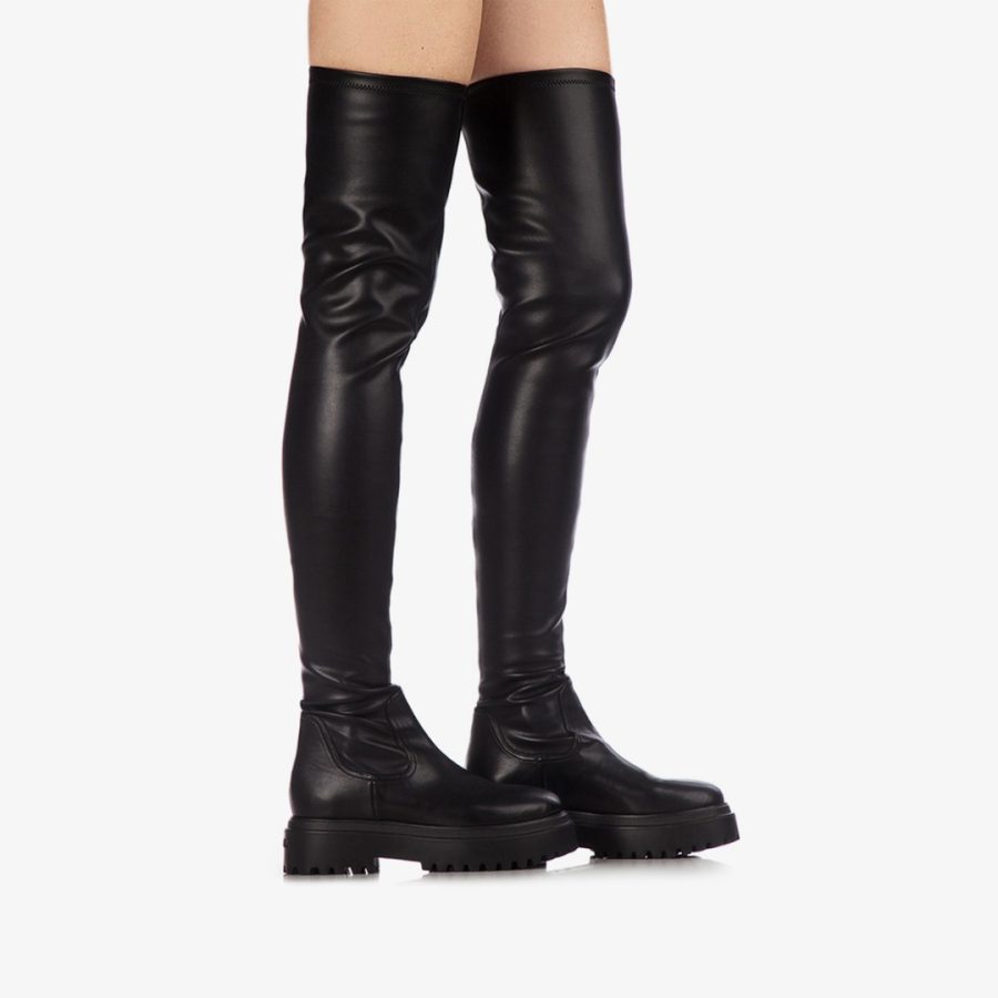 RANGER THIGH-HIGH BOOT 50 mm-Black stretch vegan leather over-the-knee boot - Image 5