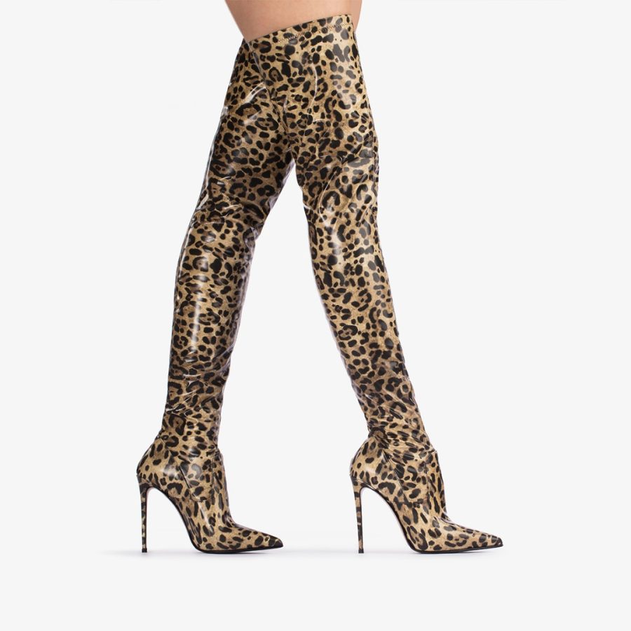 EVA THIGH-HIGH BOOT 120 mm-Leopard-print stretch vinyl over-the-knee boot - Image 5