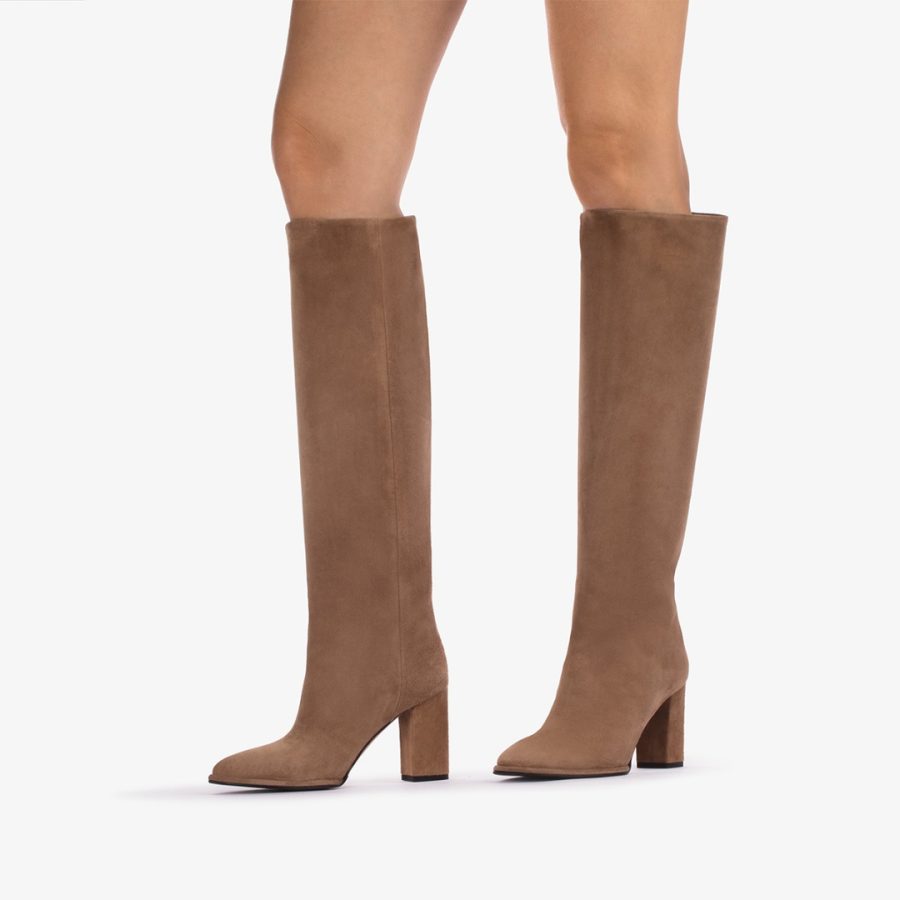 ELSA BOOT 90 mm-Ginger brown knee boot with rabbit fur lining - Image 5