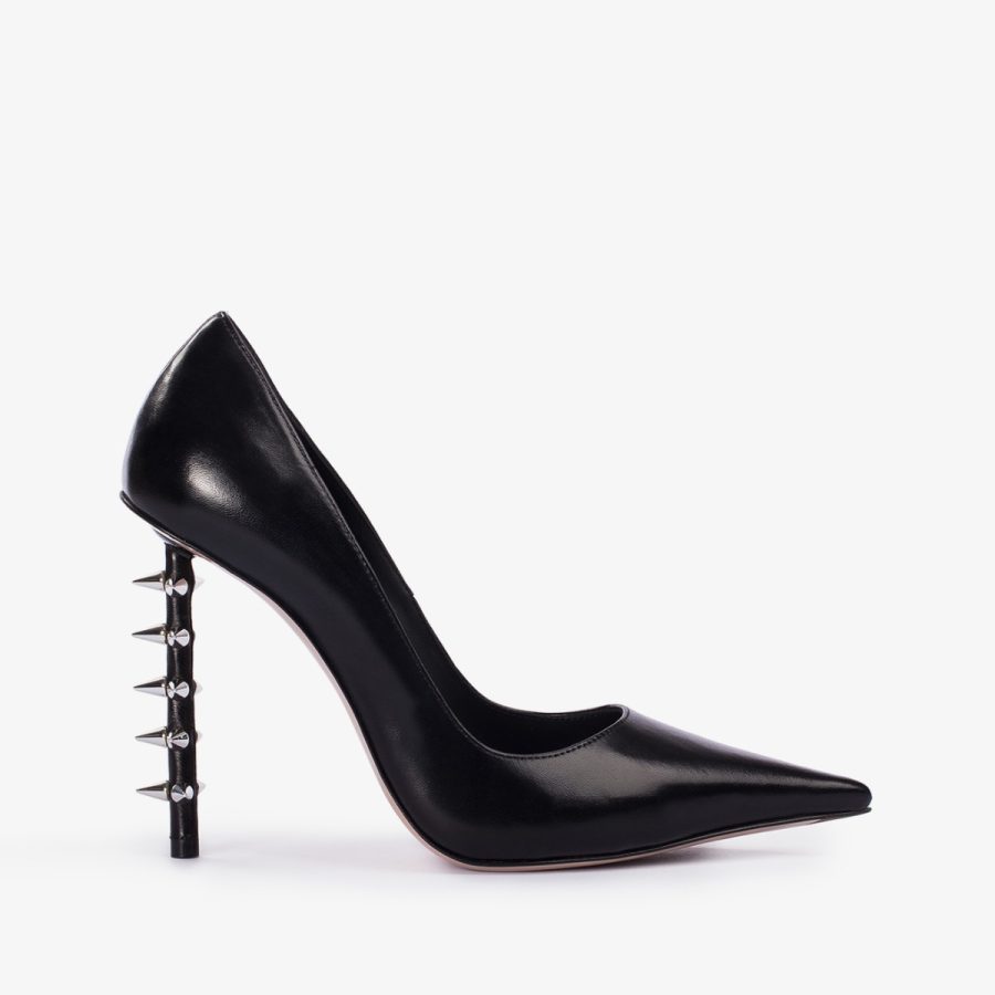 JAGGER PUMP 120 mm-Black leather studded pump - Image 5