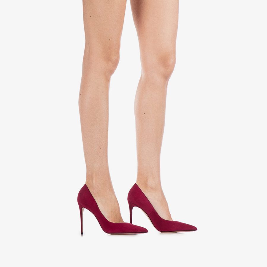 EVA PUMP 100 mm-Pomegranate red suede pump - Image 5